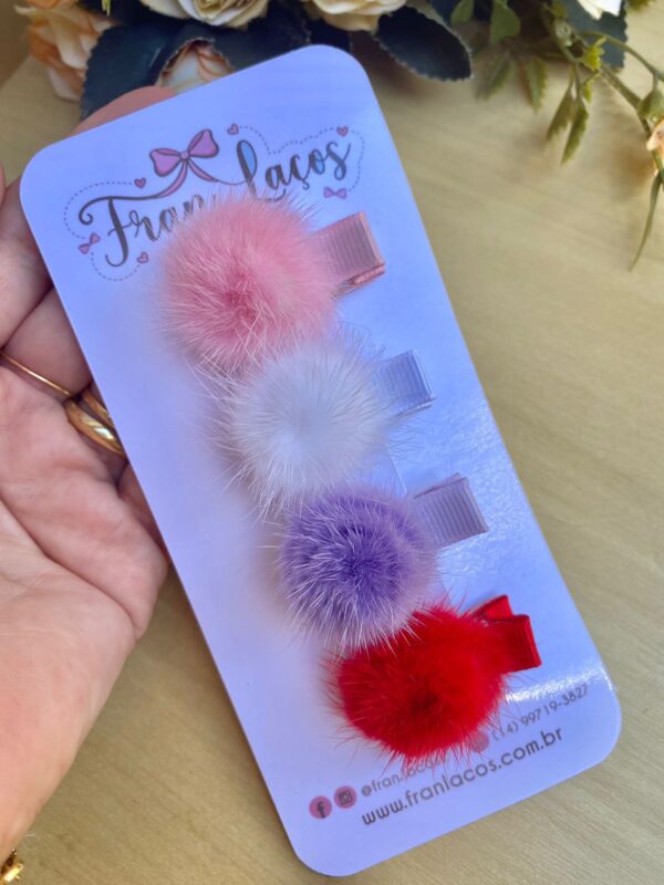 KIT MINI CLIP POMPOM PELUDINHO